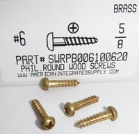 #6X5/8 ROUND HEAD PHILLIPS WOOD SCREW BRASS