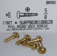#8X5/8 ROUND HEAD PHILLIPS WOOD SCREW BRASS