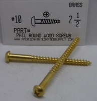 #10X2-1/2 ROUND HEAD PHILLIPS WOOD SCREW BRASS