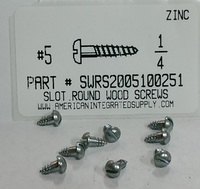 #5X1/4 ROUND HEAD SLOTTED WOOD SCREW STEEL ZINC PLATED (DISCONTINUED)