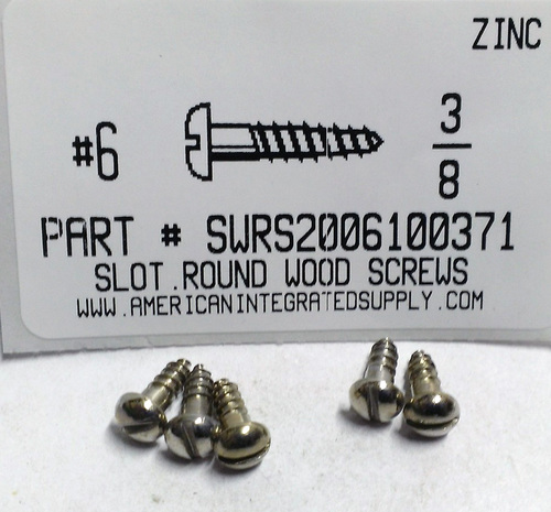 #6X3/8 ROUND HEAD SLOTTED WOOD SCREW STEEL ZINC PLATED (DISCONTINUED)