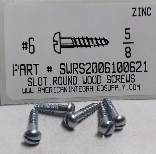 #6X5/8 ROUND HEAD SLOTTED WOOD SCREW STEEL ZINC PLATED (DISCONTINUED)