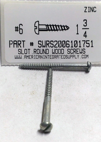 #6X1-3/4 ROUND HEAD SLOTTED WOOD SCREW STEEL ZINC PLATED (DISCONTINUED)