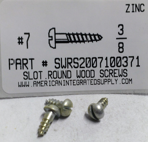 #7X3/8 ROUND HEAD SLOTTED WOOD SCREW STEEL ZINC PLATED