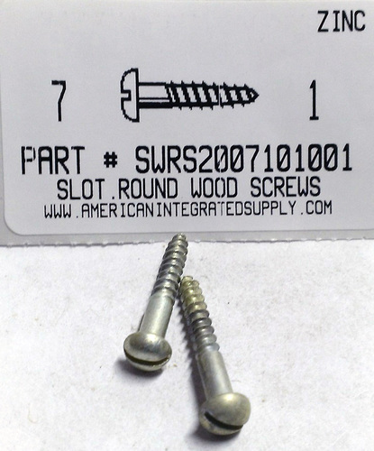 #7X1 ROUND HEAD SLOTTED WOOD SCREW STEEL ZINC PLATED