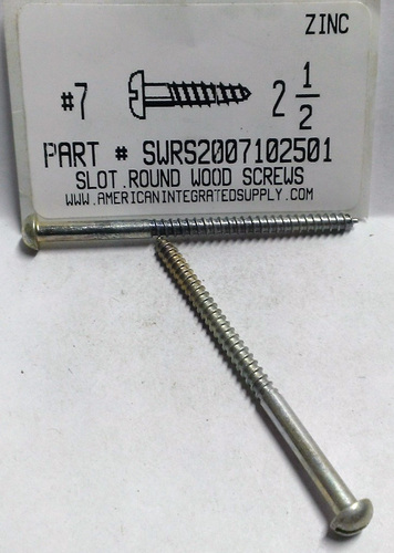 #7X2-1/2 ROUND HEAD SLOTTED WOOD SCREW STEEL ZINC PLATED
