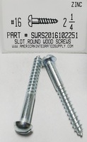 #16X2-1/4 ROUND HEAD SLOTTED WOOD SCREW STEEL ZINC PLATED