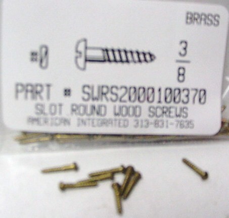 #0X3/8 ROUND HEAD SLOTTED WOOD SCREW BRASS
