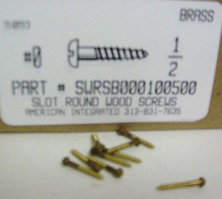 #0X1/2 ROUND HEAD SLOTTED WOOD SCREW BRASS