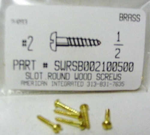 #2X1/2 ROUND HEAD SLOTTED WOOD SCREW BRASS