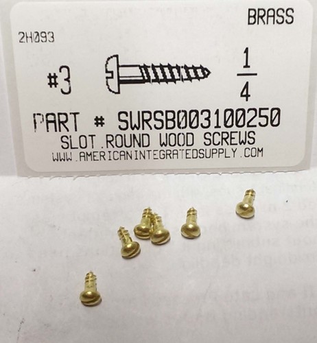 #3X1/4 ROUND HEAD SLOTTED WOOD SCREW BRASS
