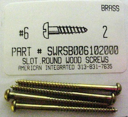 #6X2 ROUND HEAD SLOTTED WOOD SCREW BRASS