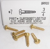 #7X3/4 ROUND HEAD SLOTTED WOOD SCREW BRASS