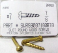 #7X7/8 ROUND HEAD SLOTTED WOOD SCREW BRASS