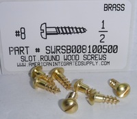 #8X1/2 ROUND HEAD SLOTTED WOOD SCREW BRASS