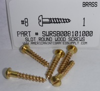 #8X1 ROUND HEAD SLOTTED WOOD SCREW BRASS