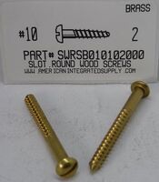#10X2 ROUND HEAD SLOTTED WOOD SCREW BRASS
