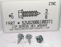 #6X3/8 HEX WASHER HEAD SLOTTED SELF PIERCING SCREW IN METAL UP TO .050" STEEL ZINC PLATED