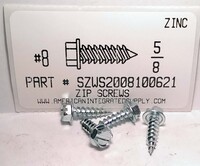 #8X5/8 HEX WASHER HEAD SLOTTED SELF PIERCING SCREW IN METAL UP TO .050" STEEL ZINC PLATED
