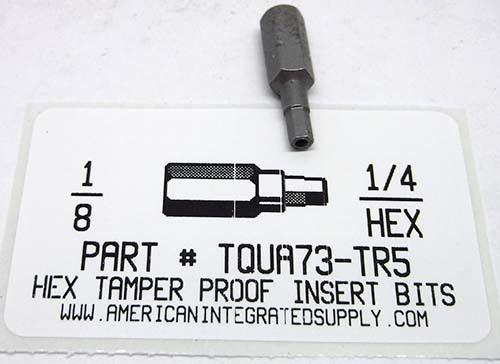 1/8 HEX TAMPER RESISTANT BIT 1/4 HEX