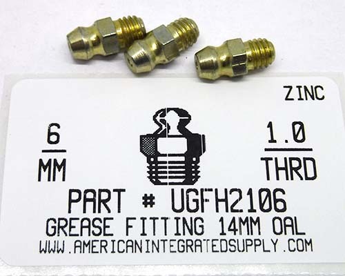 M6-1.0 STRAIGHT GREASE FIT 14MM OAL STL ZINC