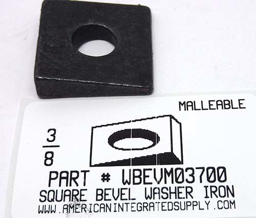 3/8 SQUARE BEVELED WASHER MALLEABLE IRON PLAIN 1.250"X344"X.156"