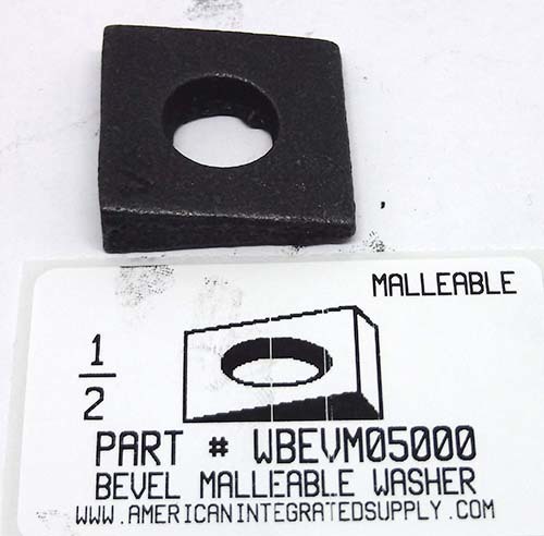 1/2 SQUARE BEVELED WASHER MALLEABLE IRON PLAIN 1.250"X344"X.156"