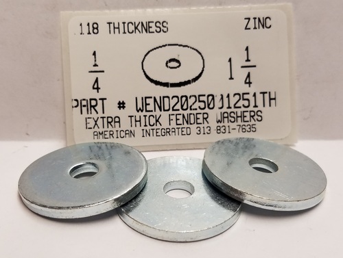1/4"X1-1/4" FENDER WASH STEEL ZINC PLATED .281 ID X 1.25 OD X .108 TH +/-