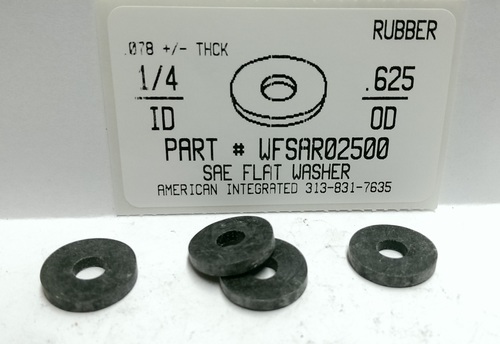 1/4 SAE FLAT WASHER EPDM RUBBER .230"IDX.625"OD .078"-.108"THICK