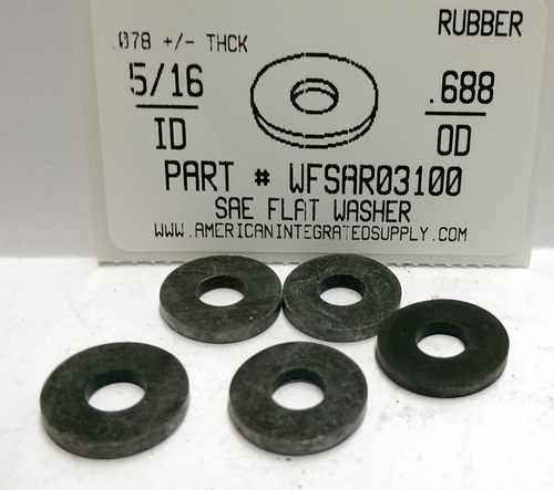 5/16 SAE FLAT WASHER EPDM RUBBER .290"IDX.688"OD .078"-.108"THICK