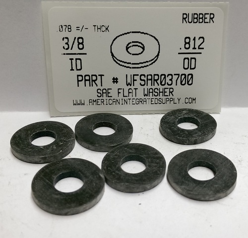 3/8 SAE FLAT WASHER EPDM RUBBER .355"IDX.812"OD .078"-.108"THICK