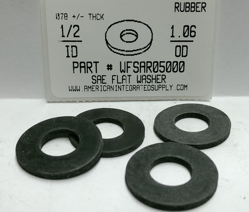 1/2 SAE FLAT WASHER EPDM RUBBER .490"IDX1.062"OD .078"-.108"THICK