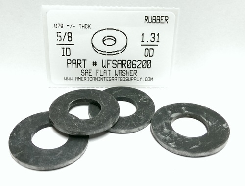 5/8 SAE FLAT WASHER EPDM RUBBER .615"IDX1.312"OD .078"-.108"THICK