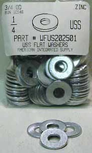 WFUS202501 1/4 USS FLAT WASHER STEEL ZINC PLATED .312" ID X .750" OD .051"-.080" TH +/-