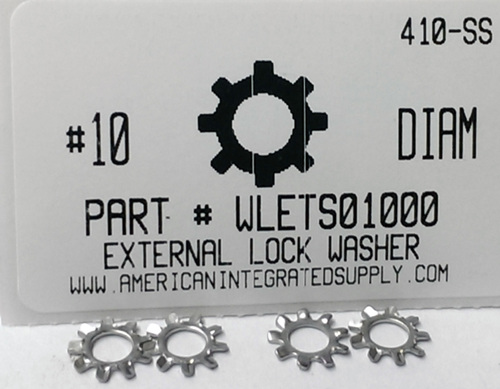 #10 EXTERNAL TOOTH LOCK WASHER 410 STAINLESS STEEL