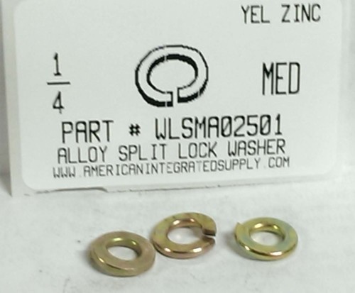 1/4 SPLIT LOCK WASHER THRU-HARDENED ALLOY STEEL YELLOW ZINC PLATED